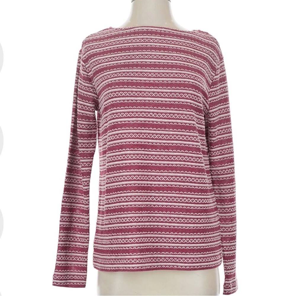 J Jill Striped Texture Boat Neck - Cranberry